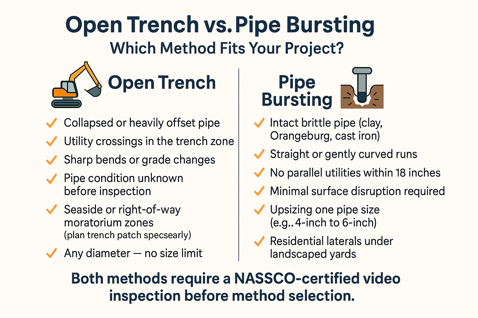 Open Trench vs. Pipe Bursting — When Does Each Method Actually Make Sense?